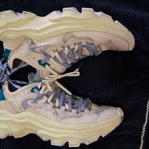 Chunky Cream and Gray Sneakers